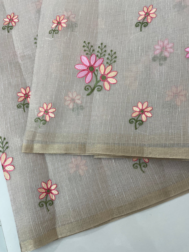 Tissue mix Soft silk saree with embroidery MS8189- Pastel DuskyMauve