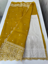 Soft crush Organza saree with embroidery and pearl work MS14790