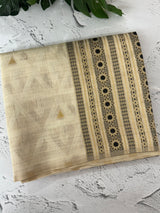Semi chanderi tussar saree with brocade pallu and blouse MKT891 - Black