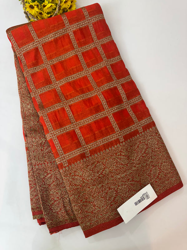 Semi banarasi Khaddi Georgette saree - MS1498 Orange