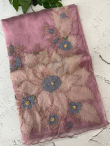 Designer Glass organza saree with applique work- MSH15195