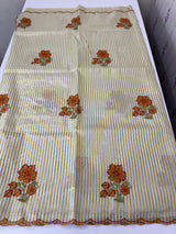 Semi chanderi tissue saree with cross stitch embroidery work-  MSH9556(4)