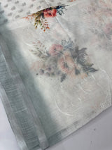 Digital printed & embroidered semi Linen Saree MLS616
