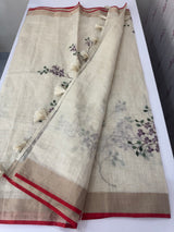 Tissue linen saree with handpainting and kanta work blouse MS14462 (8)