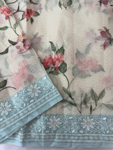 Chanderi digital printed saree with chikankari embriodery MSH171