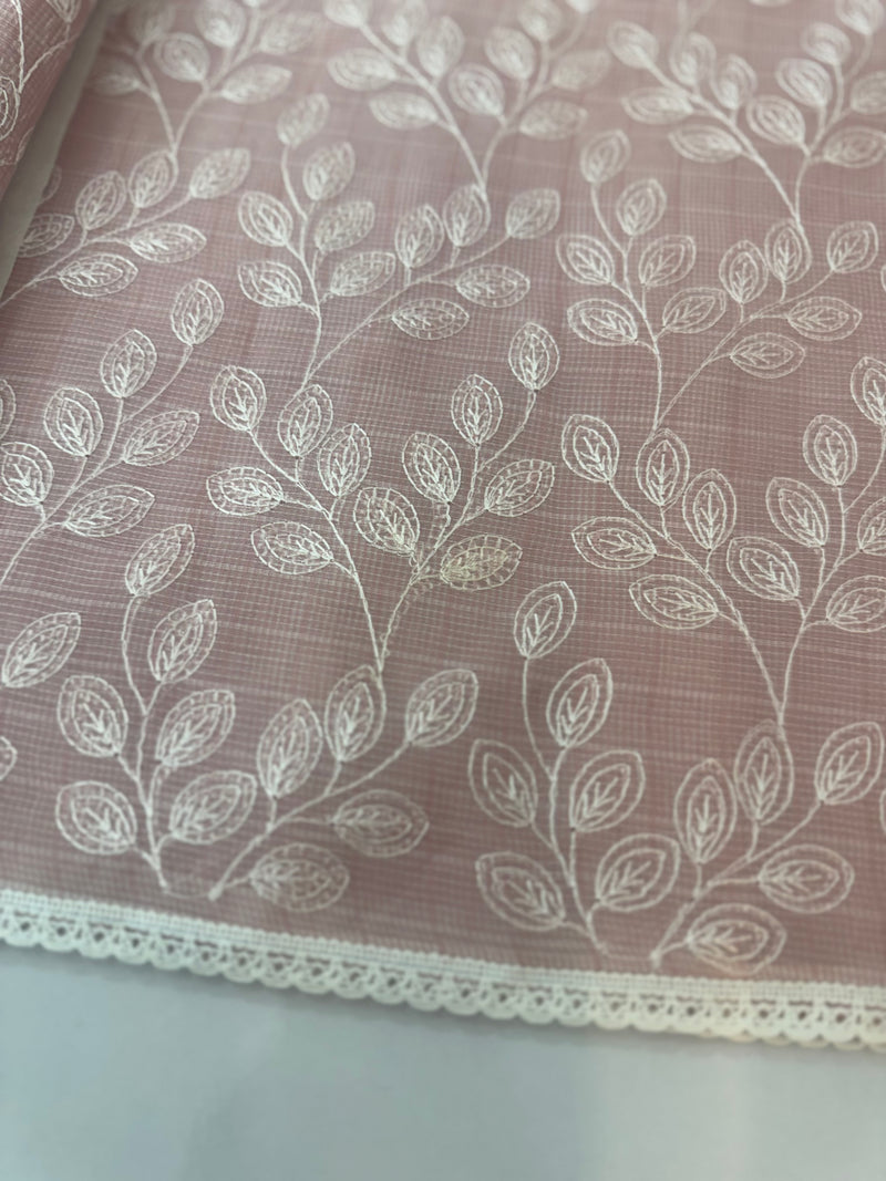 Kota cotton silk embriodery saree MS1455- Pink