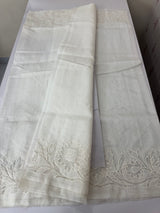 Moonga checks saree with Applique borders  MSK788 Offwhite