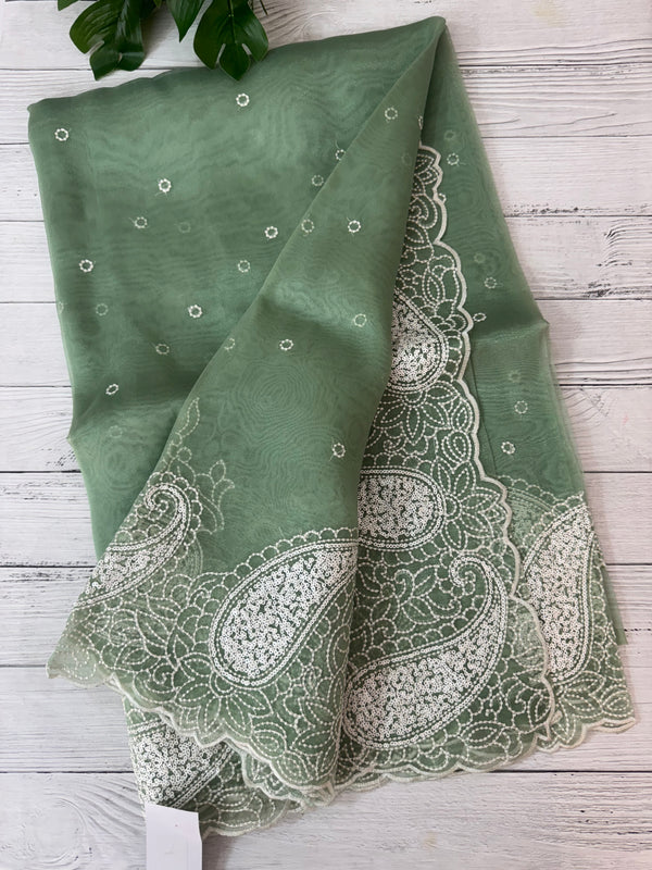 Viscose Organza saree with embriodery-MS14414