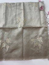 Tussar finish soft silk saree with thread embroidery MTS568