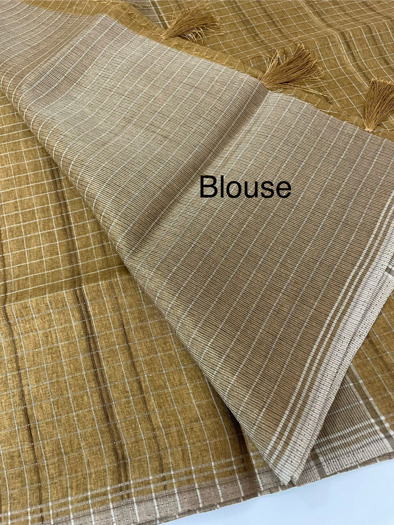 Semi silk saree in check pattern MSR699