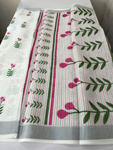 Semi linen saree with digital prints  MLS8766 - Pink Blossom