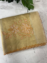 Copper Tissue silk saree with applique work MSH252