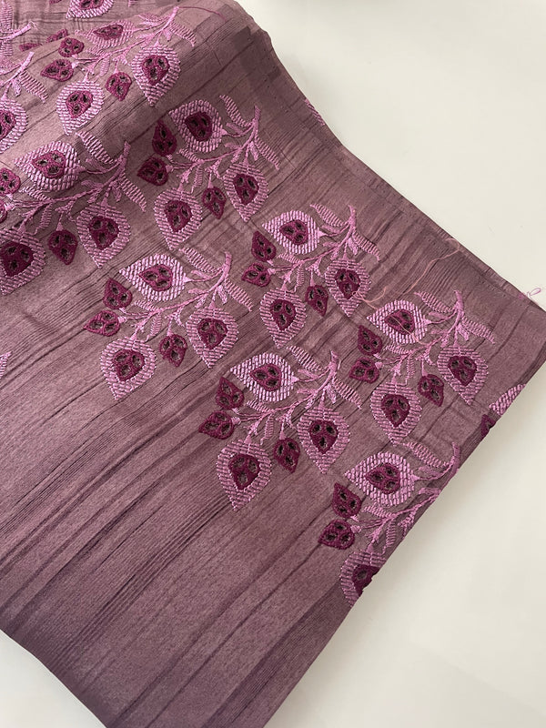 Fancy tussar cutwork saree- MSCF303 DARK MAUVE