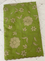 Malai chanderi saree with applique work MSM6201 LeafGreen