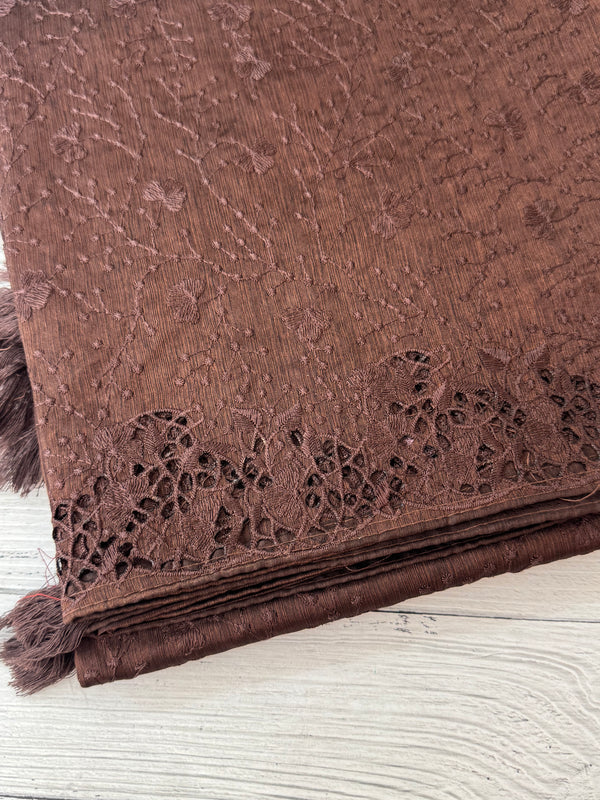 Cutwork Blended tussar saree with thread work MTS9078