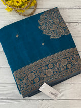 Semi banarasi Crepe Chiffon saree - MS1499 TEAL BLUE