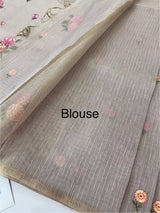 Tissue mix Soft silk saree with embroidery MS8189- Pastel DuskyLavender