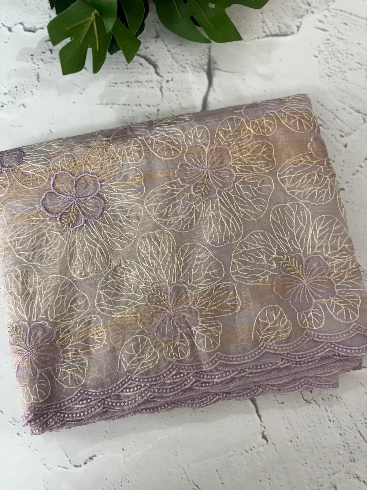 Premium Crush Organza saree with thread work- MCW863 Lilac