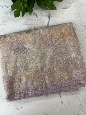 Premium Crush Organza saree with thread work- MCW863 Lilac