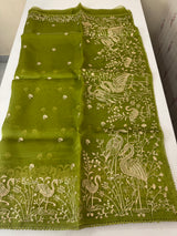 Silk organza saree with aari embroidery - MS14923