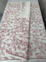 Netkota embriodery saree MS1494 - White to Red