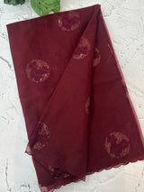 Organza saree with embroidery - MSH375 Maroon