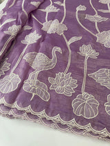 Crush Organza Applique work saree MS14987 - DarkLavender