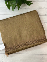 Cutwork crepe blended tussar saree with thread work MTS9078