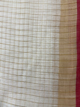 Blended checks tussar saree MKT122 - Red