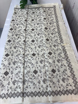 Jute tussar silk saree with cutwork & embroidery MS40414