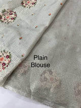 Silky kota embroidery saree MS5407 - Grey