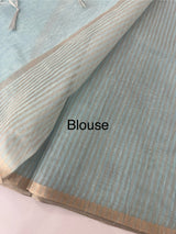 Tissue linen saree with embroidery MTL451 PastelBlue
