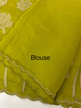 Malai chanderi saree with applique work MSM6201