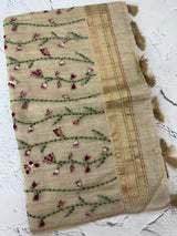 Kanta Handstitched Blended tussar silk saree MS15844
