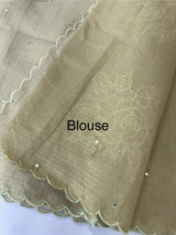 Copper Tissue silk saree with applique work MSH252