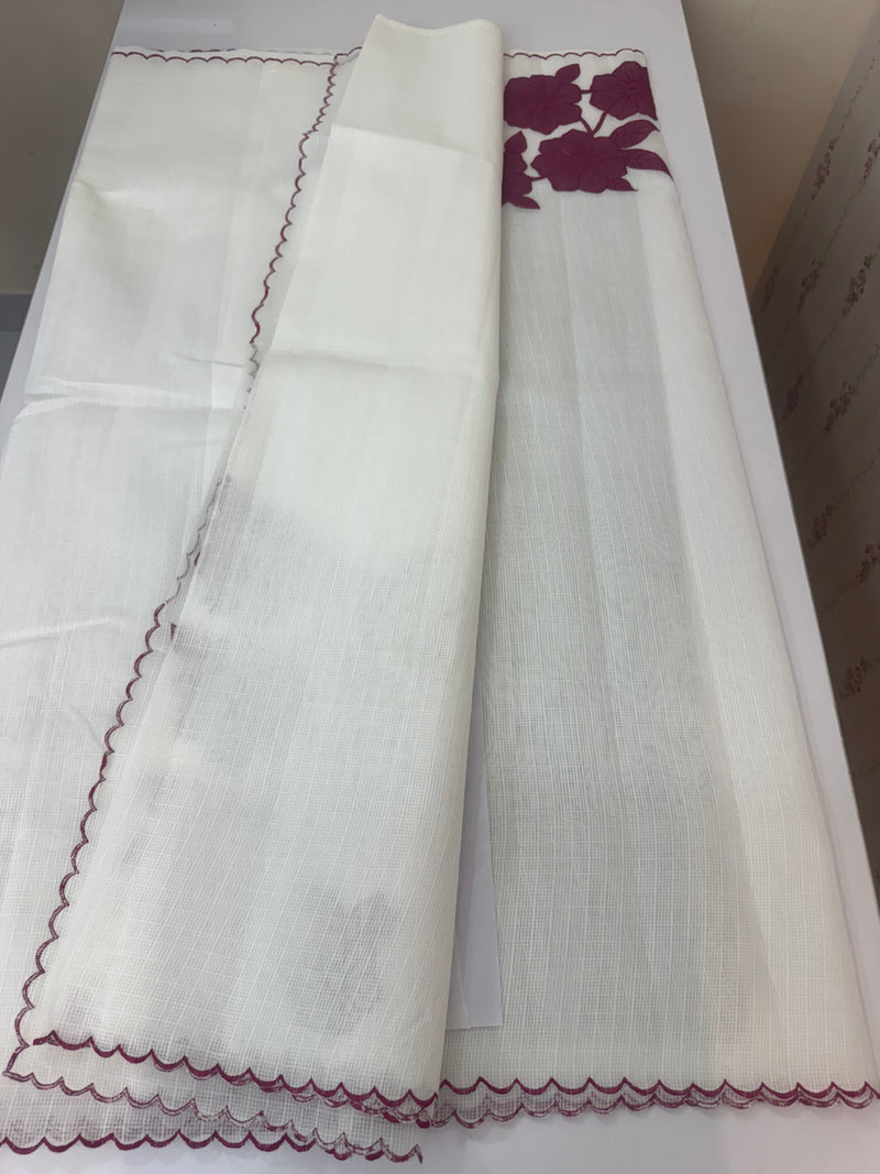 NetKota Applique work saree  MSH138- Dark Berry