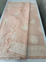 Kota silk saree with chikankari work  MSK334 PastelPeach