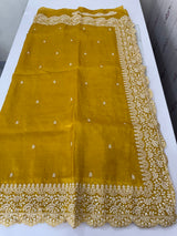 Soft crush Organza saree with embroidery and pearl work MS14790