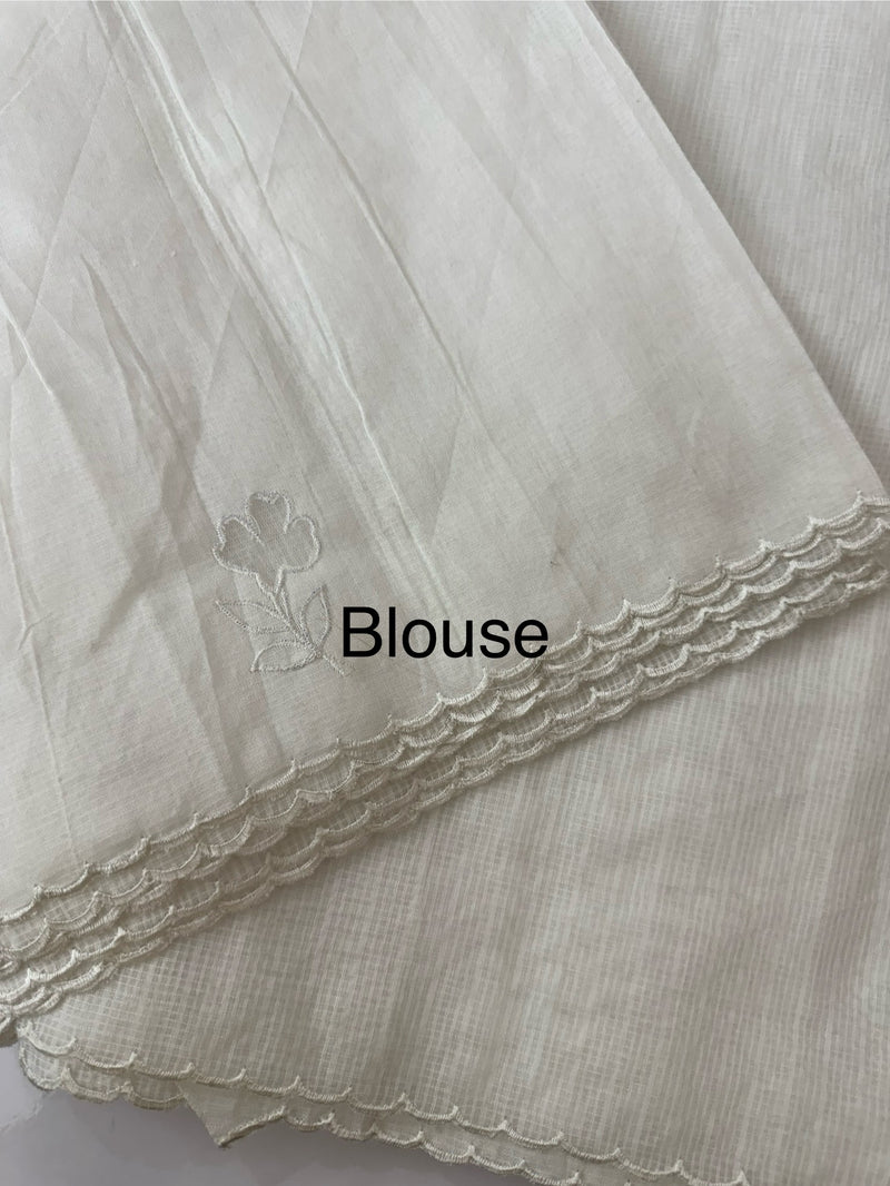 NetKota Applique work saree   -MSH998 White