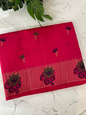 Netkota embriodery saree MS1456 DarkPink