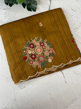 Blended art tussar silk saree with embroidery- MS1090 SpicyMustard