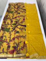 Jamdani silk Cotton Saree with thread work  MSJ799 Yellow