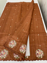 Blended tussar silk saree with embroidery- MS1072