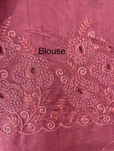 Crushed Matka Blended Tussar silk saree with embroidery MS4890- Burgundy