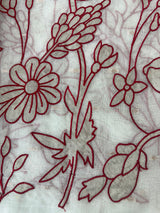 Mul chanderi applique work saree  MSH132 - Offwhite & Red