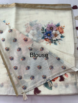 Digital printed semi Linen Saree MLS615- 10