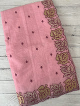 NetKota saree with Applique border  MSH131- Pink