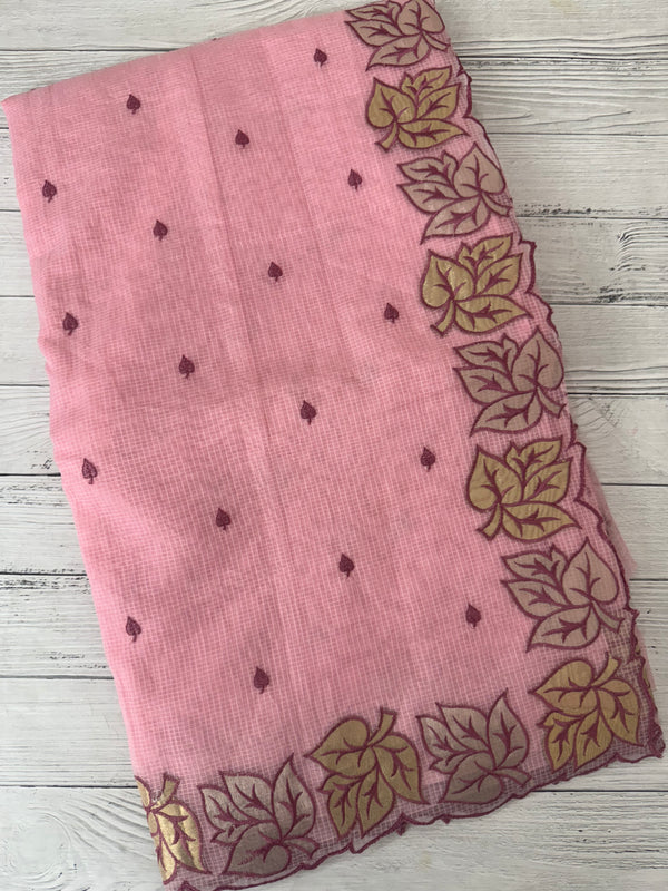 NetKota saree with Applique border  MSH131- Pink