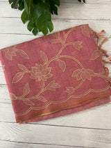 Ombre Soft Tissue linen saree with appliqué work MSL875