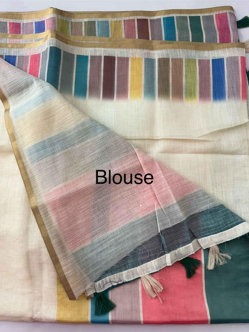 Rainbow semi Linen Saree MLS615- 16